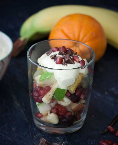 Fruit Salad With Vanilla Cream And Chocolate