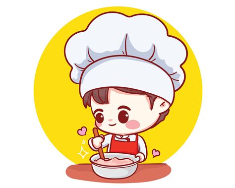 Cute Bakery chef boy Cooking smiling cartoon art illustration 1936376 ...