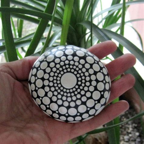 Large Full Moon Energy Stone Mandala Hand Painted River Stone