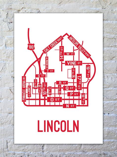 Lincoln Nebraska Street Map Print Street Map Map Poster Map Print