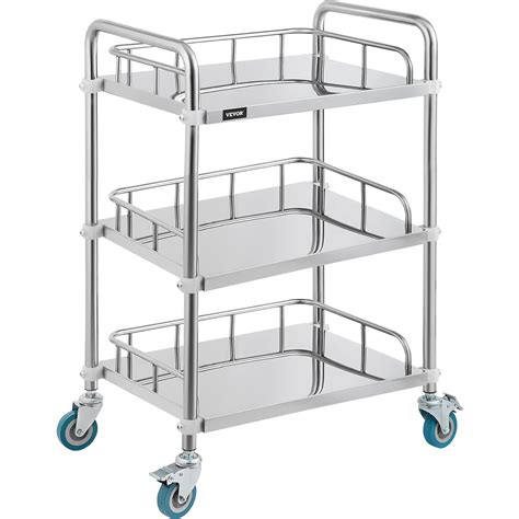 Vevor Shelf Stainless Steel Utility Cart Catering Cart With Wheels