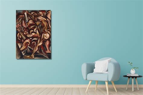 Jackson Pollock Naked Man With Knife Painting Art Poster Print Reproduction Prints Modern