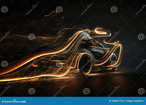 A Motorcycle With A Glowing Tail Lights On It S Side In The Dark Stock