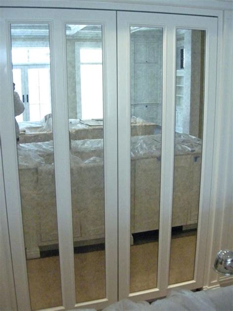 Closet Door With Mirror Stylish Ideas Mirrored Bifold Closet Doors Bifold Doors Makeover