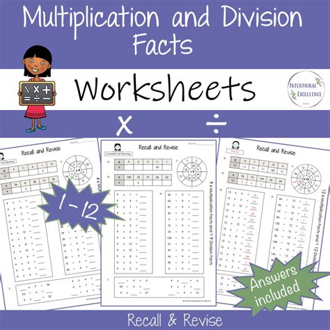 Bundle Worksheets 1 12 Multiplication And Division Basic Facts Times