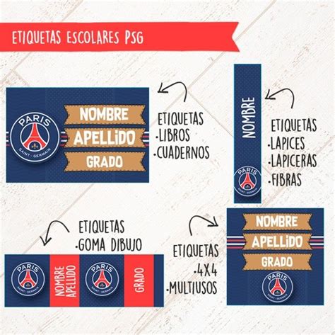 Etiquetas Escolares Paris Saint Germain Patocuack