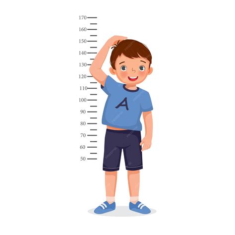 Premium Vector | Cute Little boy measuring height of her growth on the