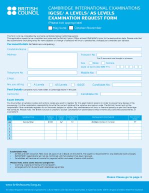 Fillable Online Britishcouncil Org Cambridge International Examinations