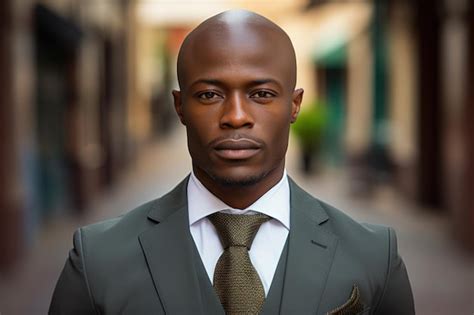 Premium AI Image | Beautiful African man 35 years old bald head wearing ...