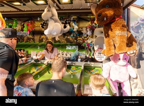 Traditional Sideshow Amusement Stall At The Hoppings Funfair Fairground Or Showground In The