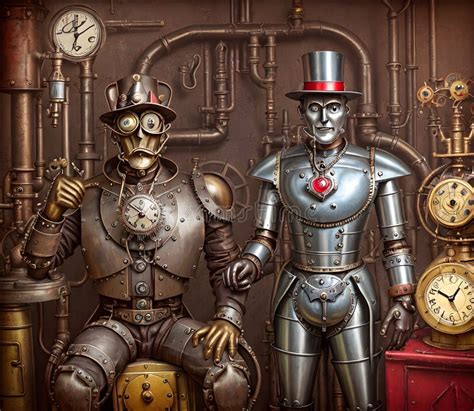 Steampunk Tin Man Generative Ai Illustration Stock Illustration