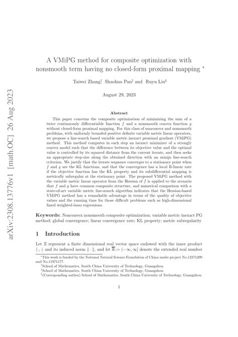 PDF A VMiPG Method For Composite Optimization With Nonsmooth Term