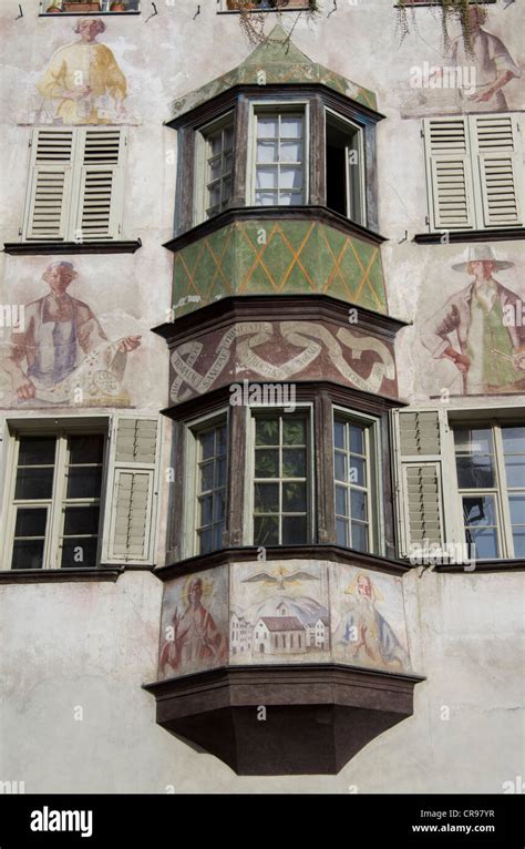 Bay Window On A Facade In The Historic Centre Of Bozen Bolzano South