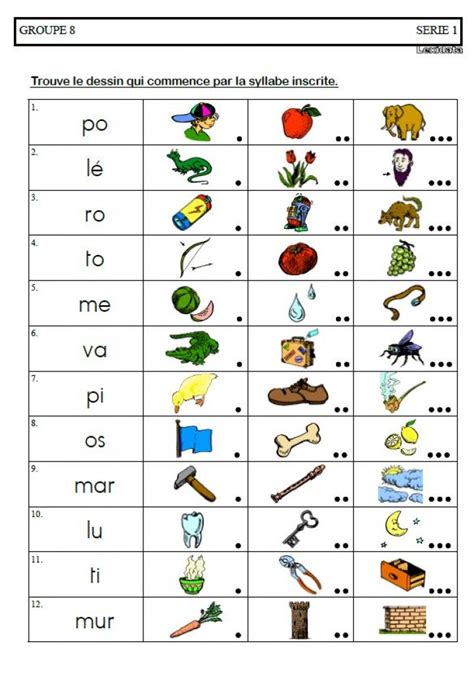 Fiche Lexidata Lecture De Syllabes Cp Grande Section La Salle Des