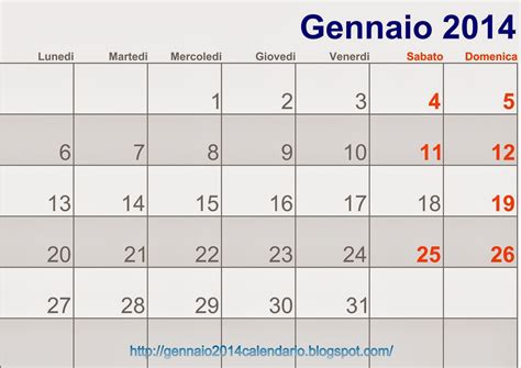 Calendario Gennaio 2014 Da Stampare Gratis Gennaio 2014 Calendario Calendario 2014 Gennaio