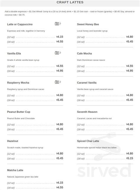 Menu Barrington Ils Conscious Cup Coffee Roasters Sirved