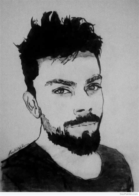 Pencil Sketch Of Virat Kohli Celebrity Drawings Silhouette Drawing