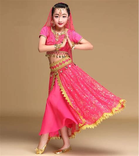 2018 Dancewear Children Belly Dance Costume Set Indian Dance Costumes Bollywood Kids Dresses ...