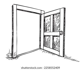 Sketch Vector Drawing Open Door Stock Vector (Royalty Free) 2258552409 ...