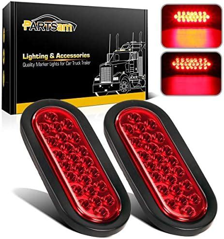 Partsam Pcs Rectangle Led Trailer Camper Rv Triple Tail Lights Stop