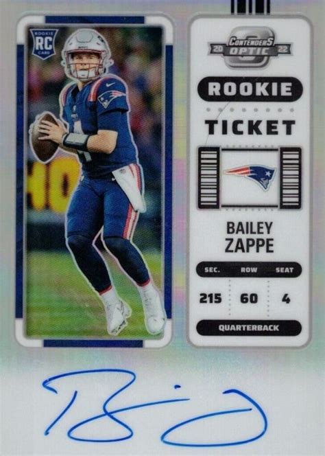 Bailey Zappe 2022 Contenders Optic Rookie Ticket Auto Silver 104