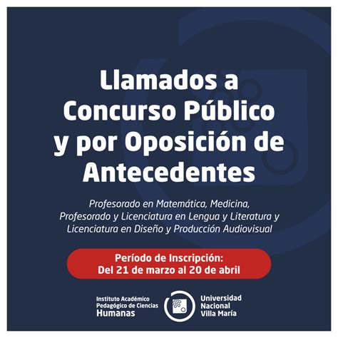 Llamado a Concursos Públicos y por oposición de antecedentes I A P de