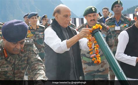 Rajnath Singh Performs Shastra Puja At Military Base In Uttarakhand