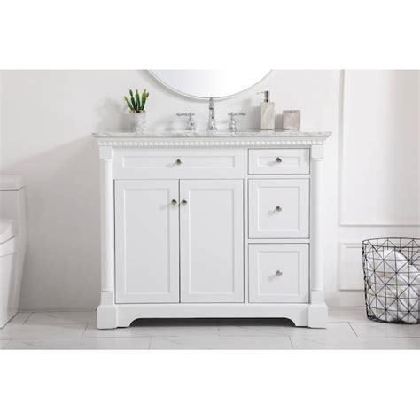 Elegant Decor Home Furnishing 42 In White Undermount Single Sink Bathroom Vanity With Carrara