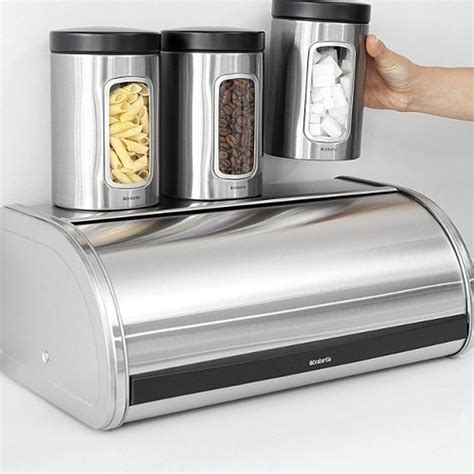 Brabantia Roll Top Bread Bin Medium Matt Steel