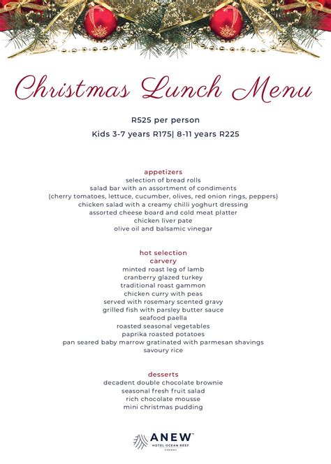 Christmas Lunch Hotel Specials ANEW Hotel Ocean Reef