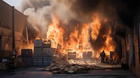 Incendio en un gran almacén generativo ai Foto Premium