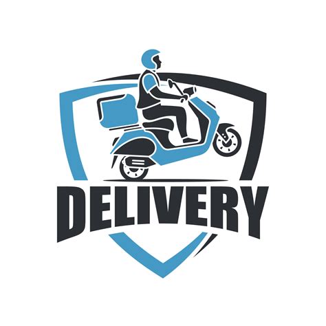 A Man Is Riding A Scooter Delivery Logo Vector Template 17485075