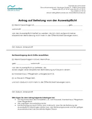 Ausf Llbar Online Antrag Auf Befreiung Von Der Ausweispflicht Fax Email