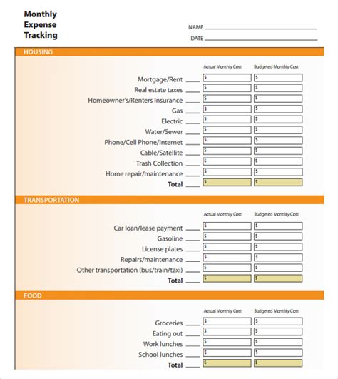 Home Expense Tracker Excel Template