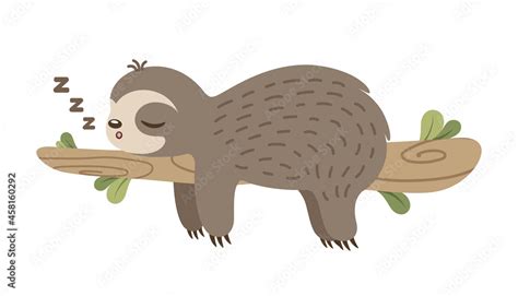 cute sloth sleeping   branch clipart vector illustration stock