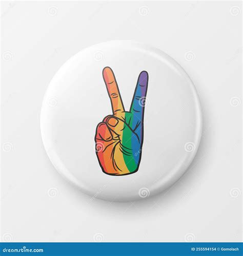 Peace Gesture With Lgbt Flag Button Pin Badge For Pride Month