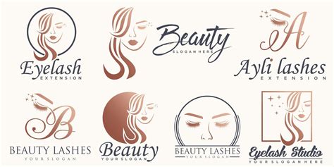 Luxury Beauty Salon And Eyelash Icon Set Logo Design 10569857 Vector