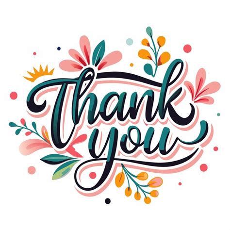 Floral Thank You Card With Hand Lettering Premium Ai Generated Vector