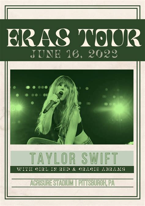 Taylor Swift Eras Tour Poster Pittsburgh Pa June 16 2023 Etsy