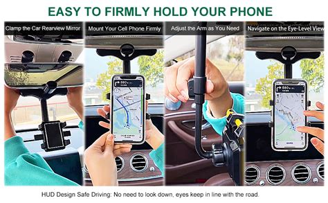 Pkyaa Rearview Mirror Phone Holder For Car 360° Rotating