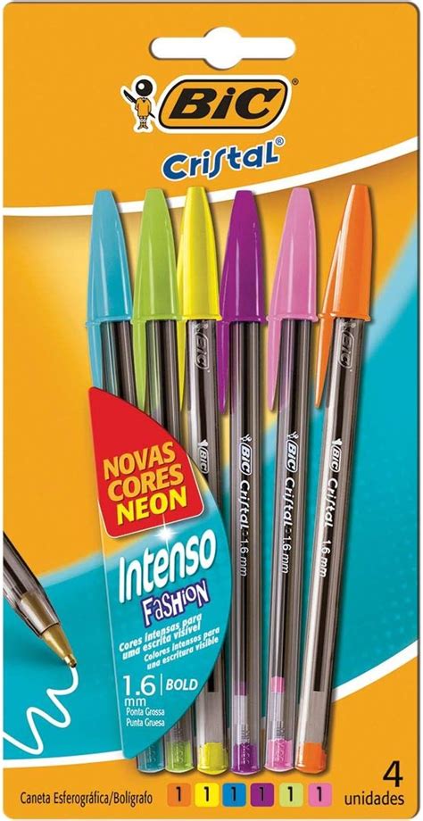 Caneta Bic Ponta Grossa - Caneta Esferografica BIC Cristal Intenso Fashion, 6 Cores, Ponta Grossa ...
