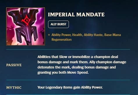 Imperial Mandate Is The Perfect 1010 Item For Swain Sp Useful For E W And Passive And Also