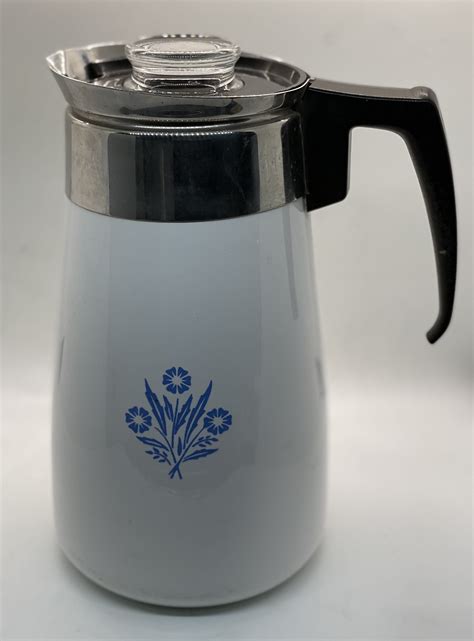 Vintage Corning Ware Blue Cornflower 9 Cup Coffee Pot Coffee Pot Tea