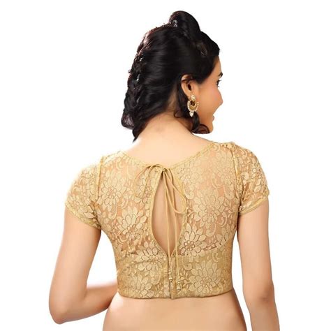 Designer Indian Traditional Gold Fancy Net Padded Half Sleeves Saree