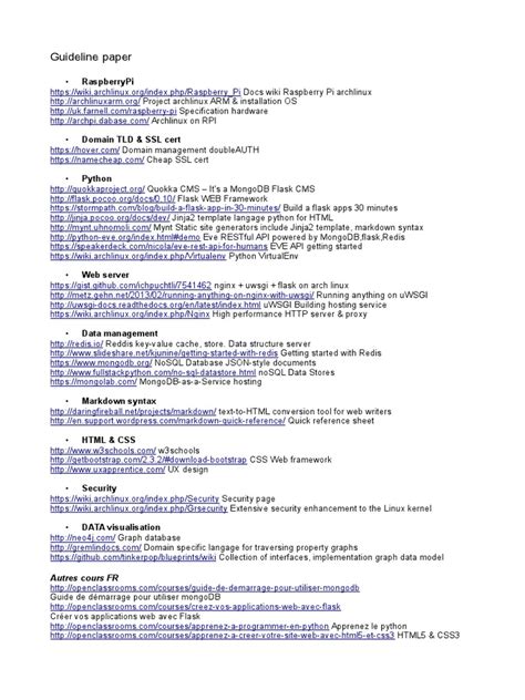 Guideline Paper Rpi Full Stack Python Arch Docshare Tips