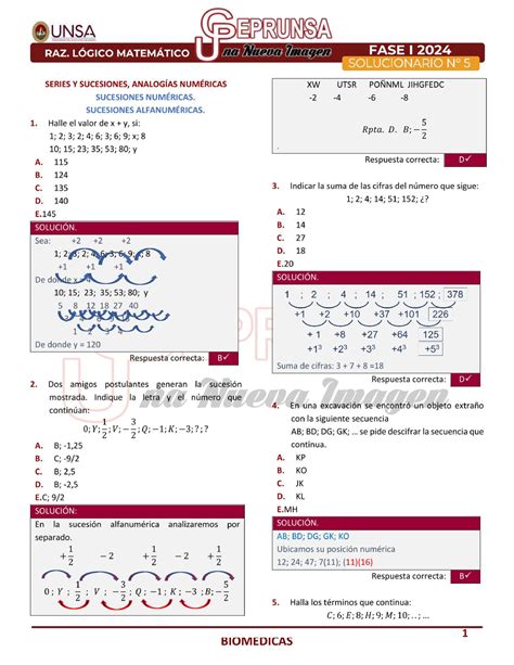 S 05 RAZ Logico Matematico Ceprunsa I FASE 2024 Razonamiento Logico