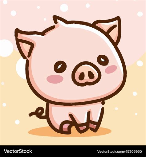 Cute Pig Illustration Pig Kawaii Chibi Vector Drawing Style Pig Cartoon