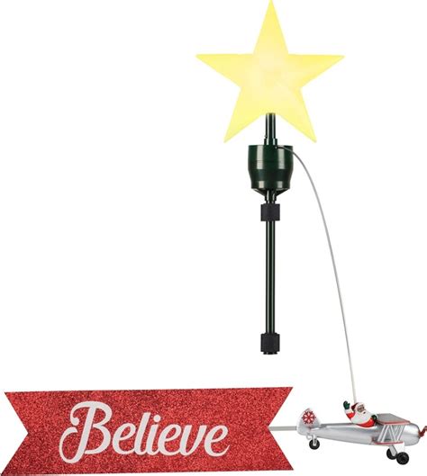 Mr Christmas Santa S African American Biplane Animated Tree Topper With Banner Holiday Decor