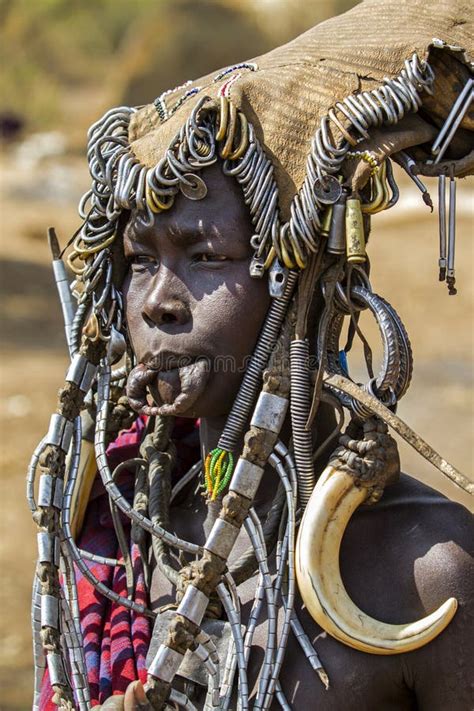 Portrait Of A Mursi Woman In Ethiopia Editorial Photo Image Of Park