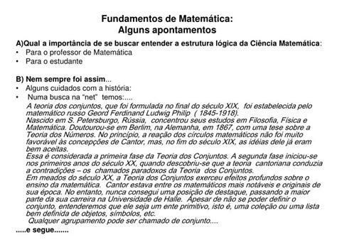 Ppt Fundamentos De Matem Tica Alguns Apontamentos Powerpoint